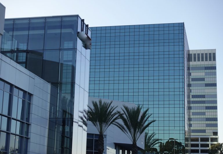 Skyscrapers in Los Angeles, California with architectural lines