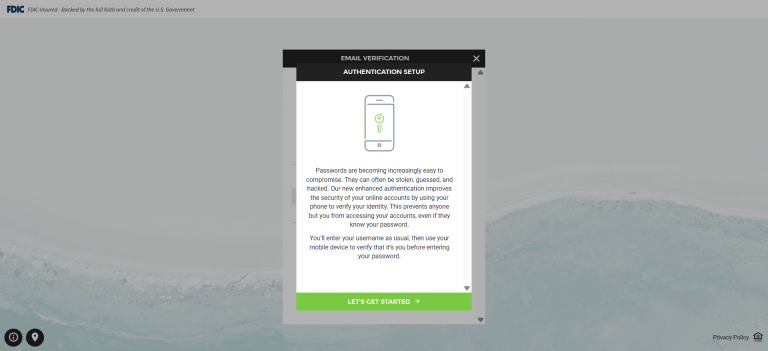A screenshot of the “Authentication Setup” page